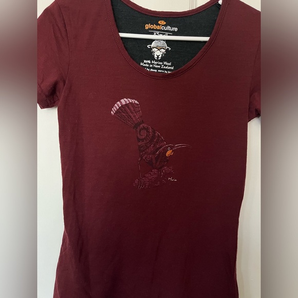 Global Culture Huia Short Sleeve Womens Merino T-Shirt - Picture 5 of 5